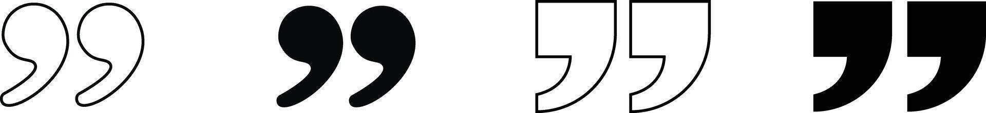 Collection of quotation marks in various styles on a white background for design use vector