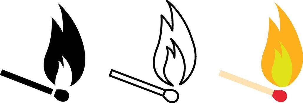 Burning matchstick ignites in darkness creating a warm glow and symbolizing a new beginnin vector