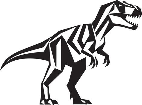geométrico estilo tiranosaurio rex dinosaurio silueta con agudo dientes y garras vector