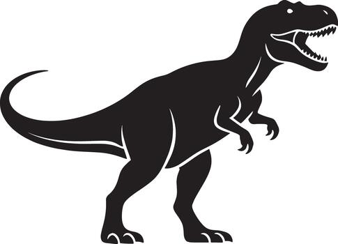 Silhouette of a ferocious tyrannosaurus rex dinosaur with its mouth open and sharp teeth bared vector