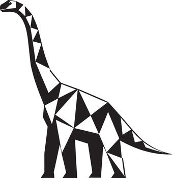 Geometric dinosaur illustration with black and white abstract patterns and shapes vector