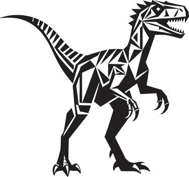 Stylized geometric dinosaur silhouette with sharp claws and teeth roaring fiercely vector