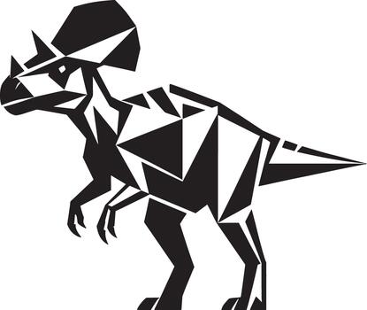 Geometric dinosaur silhouette with sharp angles and polygonal design vector