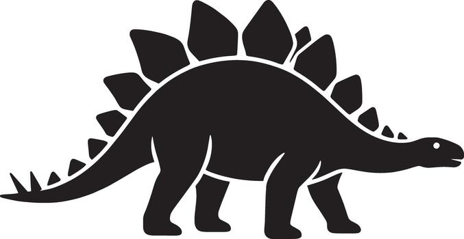 Silhouette of a stegosaurus dinosaur with plates on its back and tail spikes isolated on a white background vector