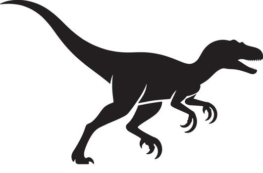 Silhouette of a velociraptor dinosaur in a dynamic pose against a white background vector