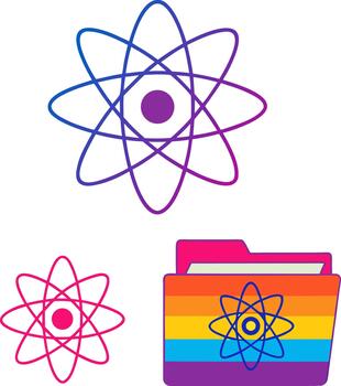 Atomic structure and scientific data concepts icons on white vector