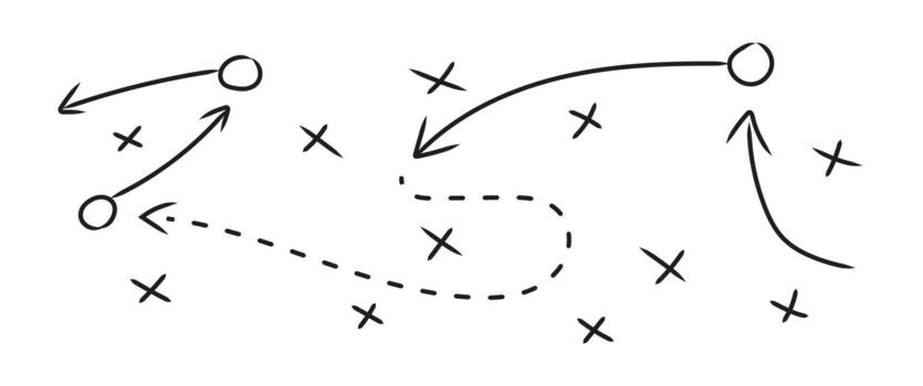 flechas y puntos monitor movimiento rutas en un creativo, resumen diseño. vector