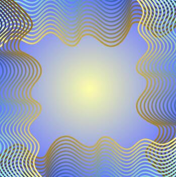 A beautiful frame in the form of wavy golden lines on a blue background vector