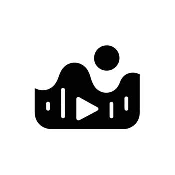 Audio Spectrum Sound Wave with Play Button Icon Silhouette vector