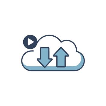 Cloud Play Icon Concept for Upload Download Data Transfer vector