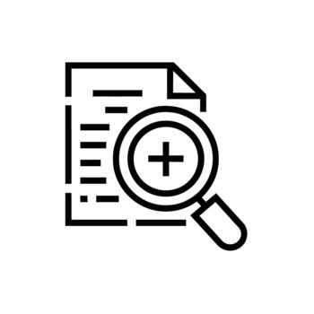 Search Document with Magnifying Glass for Data Analysis vector