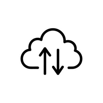 nube icono con flechas para subir y descargar datos vector