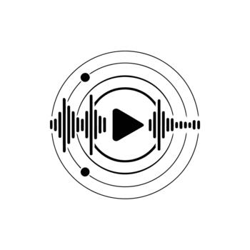 Sound Wave Circle with Play Button for Audio or Recording vector