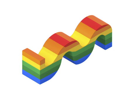arcobaleno onda forma, colorato 3d astratto oggetto, giocoso e vibrante, isolato su trasparenza sfondo, simboleggiante diversità, creatività, e positività png