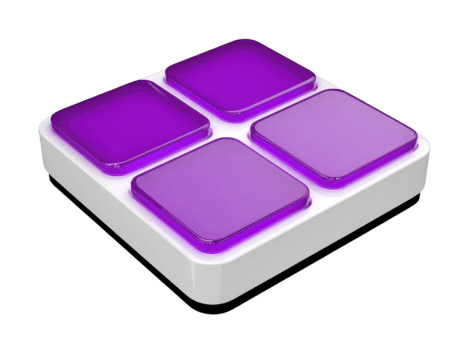 Purple square button modern glossy isolated 3D white base technology minimal digital abstract futuristic design creative vibrant playful user interface clean geometric contemporary interactive png