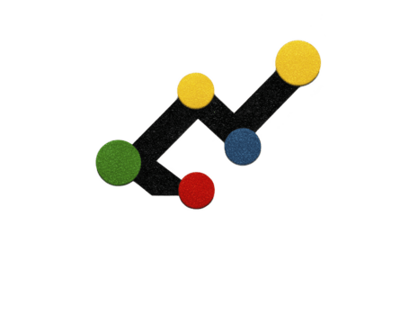 färgrik cirkel Graf med grön gul röd och blå knutpunkter ansluten förbi svart rader representerar data analys tillväxt och lagarbete i modern abstrakt stil png