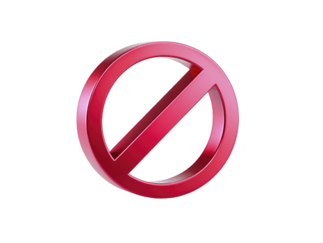 Red prohibition sign, 3D rendering, isolated on transparent background, symbolizing restriction, warning, or forbidden action, commonly used for safety and caution messages png