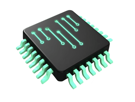 microchip Preto e cerceta isolado em transparência fundo características brilhando o circuito linhas moderno tecnologia digital componente eletrônico dispositivo inovação futurista hardware png