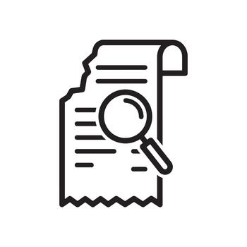 Torn document with magnifying glass for error investigation icon vector