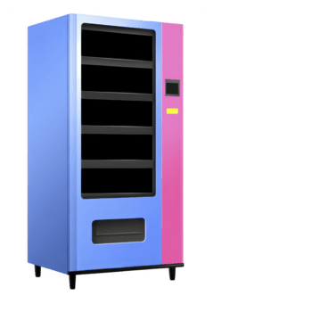 blu e rosa vending macchina con vuoto scaffali, moderno disegno, isolato su trasparenza sfondo, adatto per merenda o bevanda Schermo nel pubblico spazi, pulito e minimalista stile png