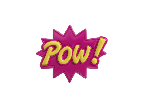 pow cómic texto con amarillo letras y rosado estallido estelar, energético y juguetón popular Arte estilo, aislado en transparente fondo, adecuado para divertido diseño proyectos png