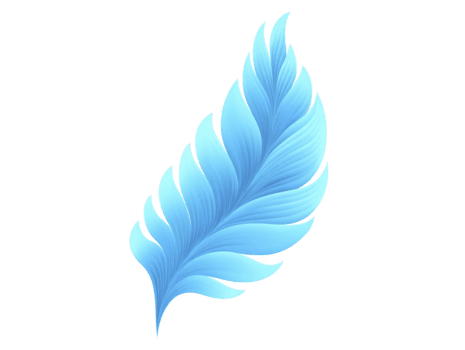 azul pluma con suave degradado, delicado textura, y elegante curva, simbolizando ligereza y tranquilidad, aislado en transparente fondo, Perfecto para diseño y decoración png