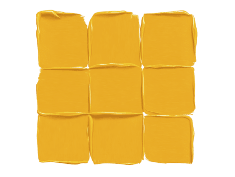 Yellow square paint strokes arranged in grid pattern, isolated on transparent background, with textured, artistic, and creative feel, suitable for design or abstract art projects png