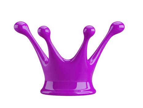 viola spruzzo corona, lucido liquido forma, isolato su trasparente sfondo, moderno astratto disegno, vivace colore, creativo 3d rendering, giocoso e energico visivo stile png