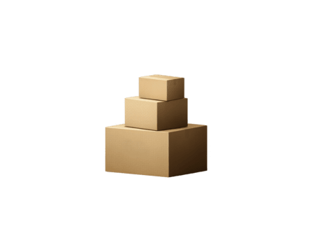 apilado cartulina caja marrón aislado embalaje Envío almacenamiento Tres tamaños vacío cuadrado papel envase sencillo limpiar mínimo Moviente entrega almacén reciclable blanco Bosquejo producto antecedentes png