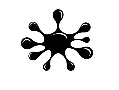 Black ink splash with irregular shape, isolated on transparent background, suitable for creative design, abstract art, or grunge effect, conveying bold and dynamic visual impression png