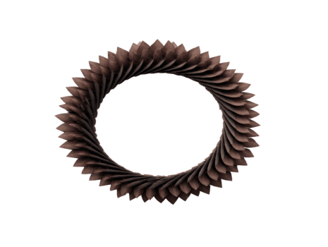 geométrico circular padrão, abstrato 3d anel com recorrente Castanho de madeira textura, moderno simétrico projeto, isolado em transparente fundo, criativo decorativo elemento png