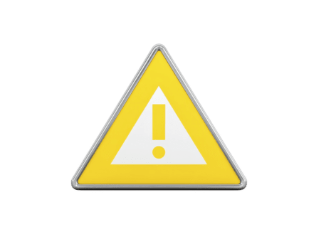 Yellow triangle warning sign with exclamation mark symbolizing caution alert or hazard commonly used for safety risk or attention messages isolated on transparency background png