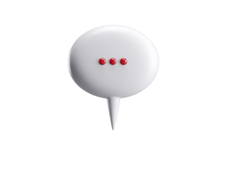 Speech bubble with three red dots transparency background 3D illustration communication concept minimal design modern style isolated digital art message icon waiting symbol png