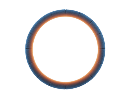 raggiante circolare telaio con blu pietra struttura e arancia interno luce, futuristico sci fi portale o digitale interfaccia elemento, isolato su trasparente sfondo png