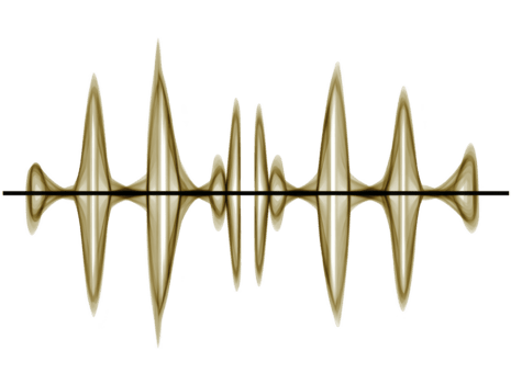 Abstract gold soundwave art, digital audio waveform, isolated on transparent background, modern minimal style, metallic gold color, creative technology concept, elegant and dynamic visual png