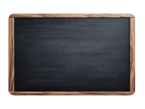 tömma svarta tavlan med trä- ram, rena yta, och subtil krita märken, idealisk för utbildning, klassrum, eller Kafé meny mockup, isolerat på transparent bakgrund png