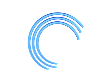 blu curvo Linee modulo moderno astratto circolare forma su trasparente sfondo, la creazione di minimo e futuristico design adatto per tecnologia o digitale temi png