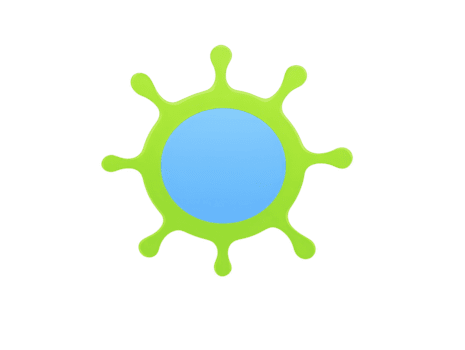 Green blue abstract shape with rounded spikes, resembling virus or germ, isolated on transparent background, modern minimal style, suitable for science, health, or technology concepts png