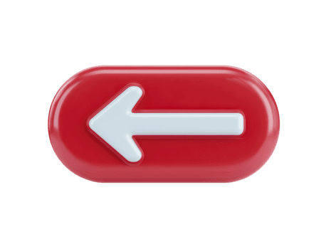 röd avrundad rektangel knapp med vit vänster pil, glansig yta, isolerat på transparent bakgrund, symboliserar riktning, navigering, eller tillbaka verkan i användare gränssnitt design png