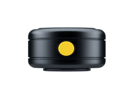 zwart plastic houder met geel knop, compact en modern, geïsoleerd Aan transparantie achtergrond, geschikt voor opslagruimte of organisatie, minimalistisch en functioneel ontwerp png