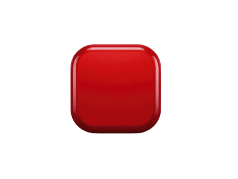 Red glossy square button with rounded corners, isolated on transparent background, modern minimal design, suitable for user interface, app icon, or web element, clean and vibrant appearance png
