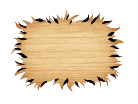 houten teken met vlam vormig grens, leeg centrum, geïsoleerd Aan transparant achtergrond, geschikt voor tekst of bericht, rustiek en creatief ontwerp, warm en uitnodigend humeur png