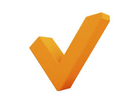 laranja Verifica marca, 3d símbolo, isolado em transparente fundo, representando aprovação, confirmação, ou sucesso, com moderno e vibrante estilo para digital ou impressão usar png