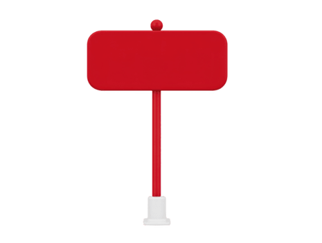 rosso rettangolare cartello con arrotondato angoli su palo, isolato su trasparenza sfondo, adatto per informazione, avvertimento, o direzione, semplice e moderno design png