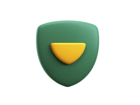 verde scudo icona con giallo emblema simboleggiante sicurezza protezione e sicurezza isolato su trasparenza sfondo 3d interpretazione moderno minimo stile adatto per sicurezza informatica o vita privata concetti png