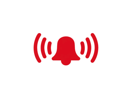 röd klocka ikon med ljud vågor, symboliserar varna underrättelse, varning, eller larm, vanligen Begagnade i digital gränssnitt för brådskande meddelanden eller påminnelser png