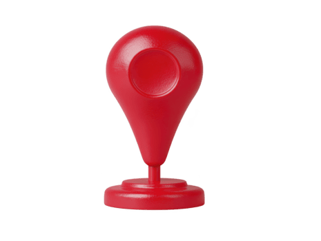 Red location marker icon glossy finish standing on round base symbolizing navigation map pin or destination isolated on transparency background modern and minimalistic style png