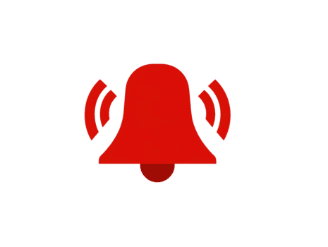 röd klocka ikon med ljud vågor symboliserar varna underrättelse eller larm isolerat på transparent bakgrund lämplig för digital gränssnitt kommunikation eller varning begrepp png