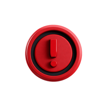 rosso esclamazione punto icona pulsante brillante 3d rendere su trasparente sfondo png