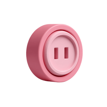Shiny pink pause button icon 3D rendering on transparent background png